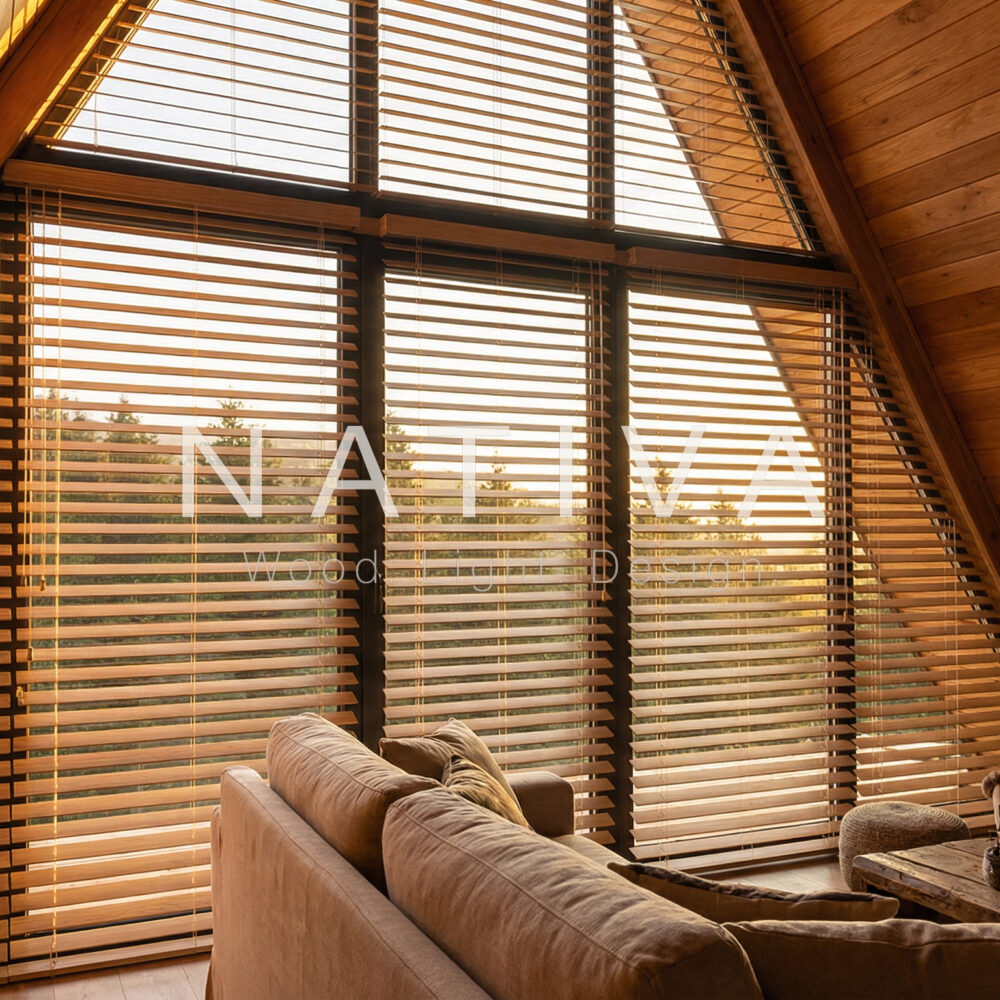 Jaluzele din Lemn pentru Case A-Frame și Ferestre Inclinate – NATIVA
